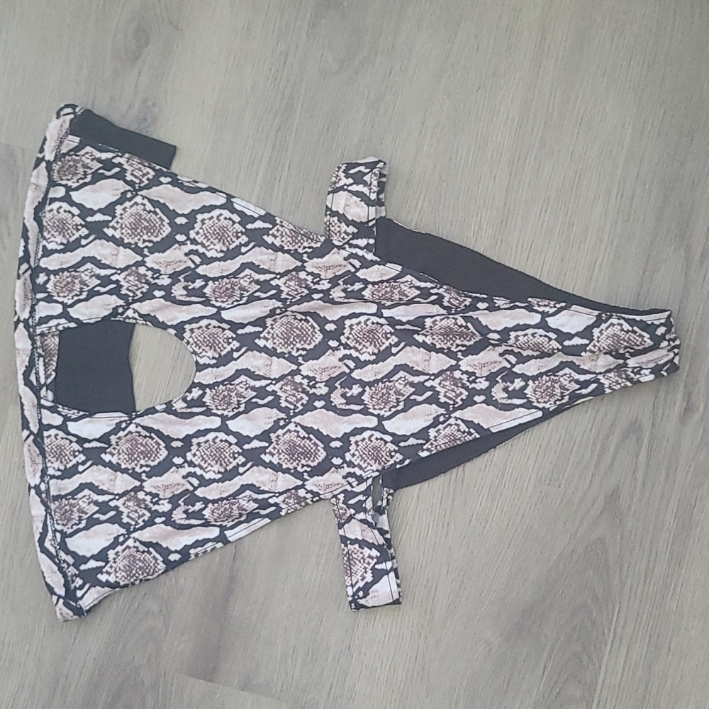 Snake-Print One-Piece Swimsuit in Black and Beige